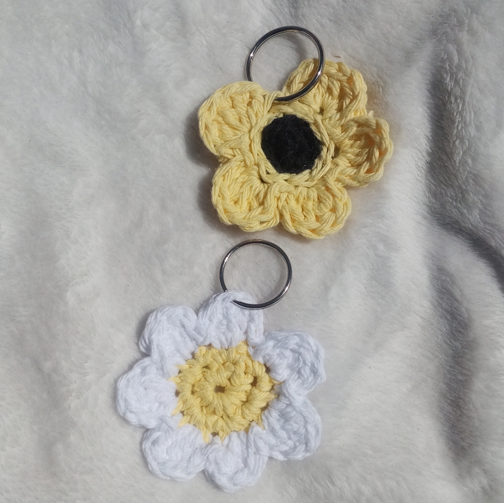 Crochet handcrafted flower keychain charms